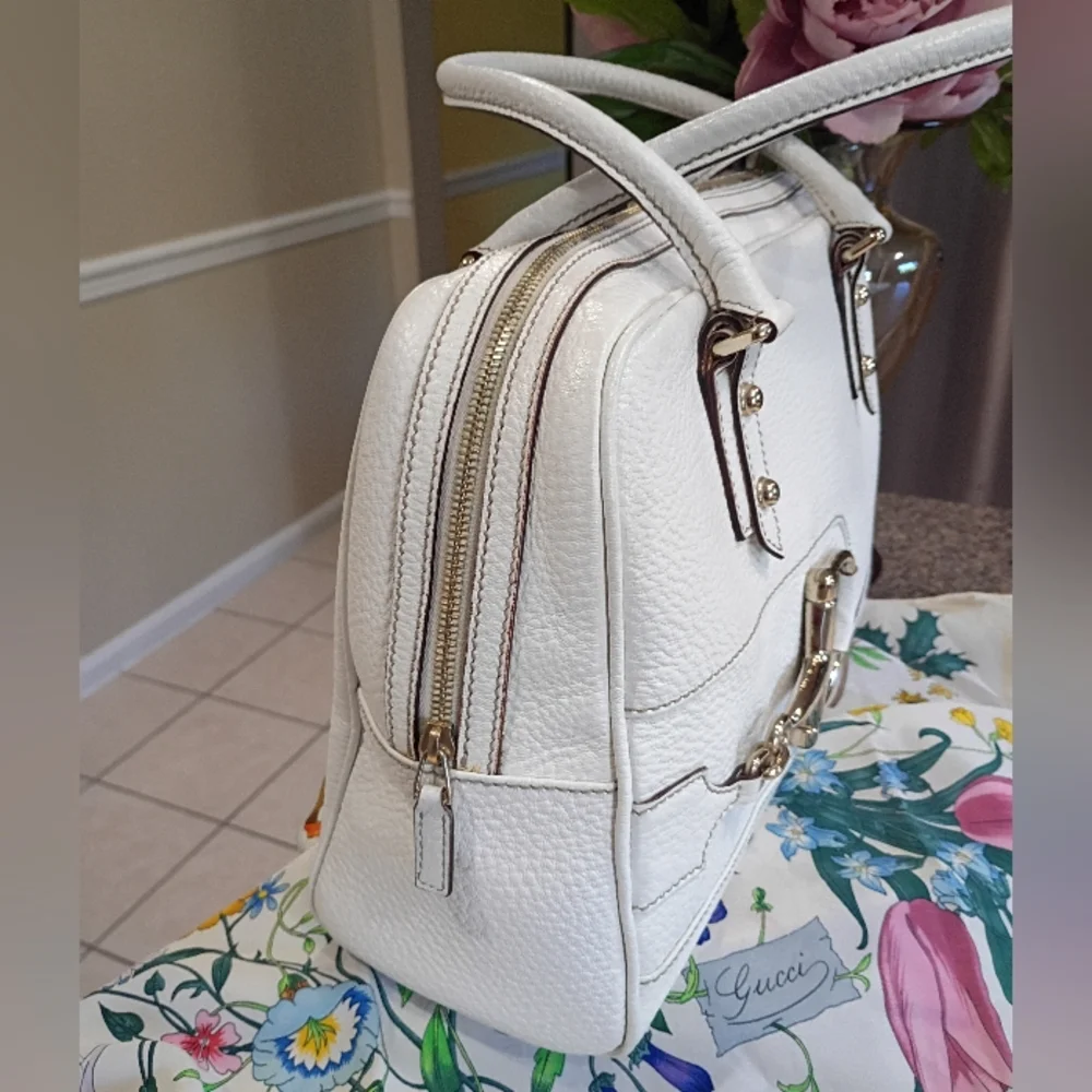 Gucci Leather Hasler Boston White Satchel - Picture 6 of 17